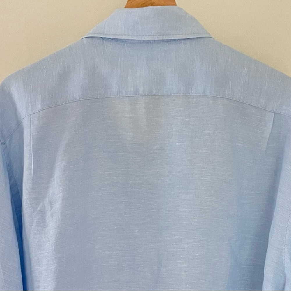 Uniqlo Linen Shirt Classic Fit Light Blue Shirt, Size XL - Picture 4 of 9